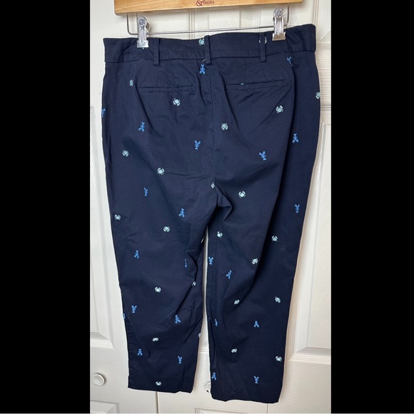 TALBOTS Petite The Perfect Crop Curvy Pants Capri Embroidered Crab Lobster Blue - Picture 5 of 8